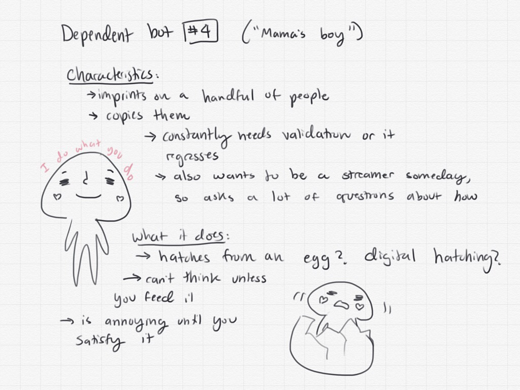 concept of a chatbot where a chatbot is a mama's boy